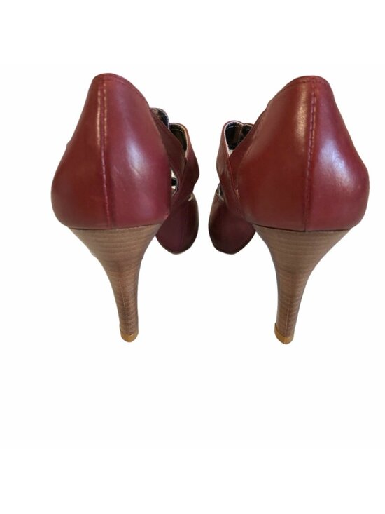 Bruno Menegatti Womens 6 Heels Leather Peep Toe Made in Brazil Buckle Pumps EUC - Picture 7 of 12